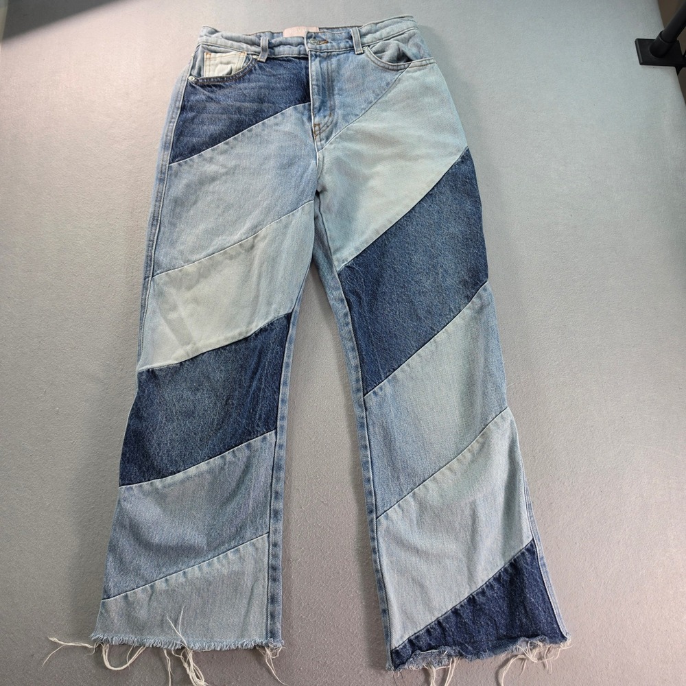 Revice Denim Patchwork High Rise Straight Leg Jeans Blue Y2K 90s Sz 27 USA